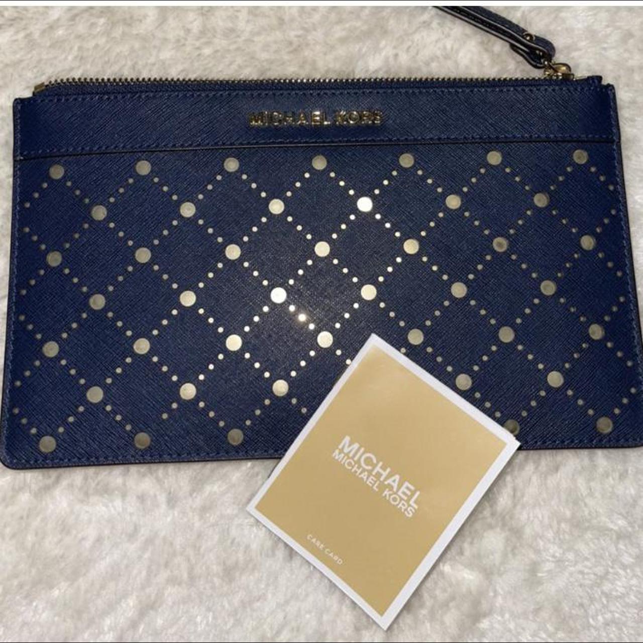 michael kors navy clutch bag