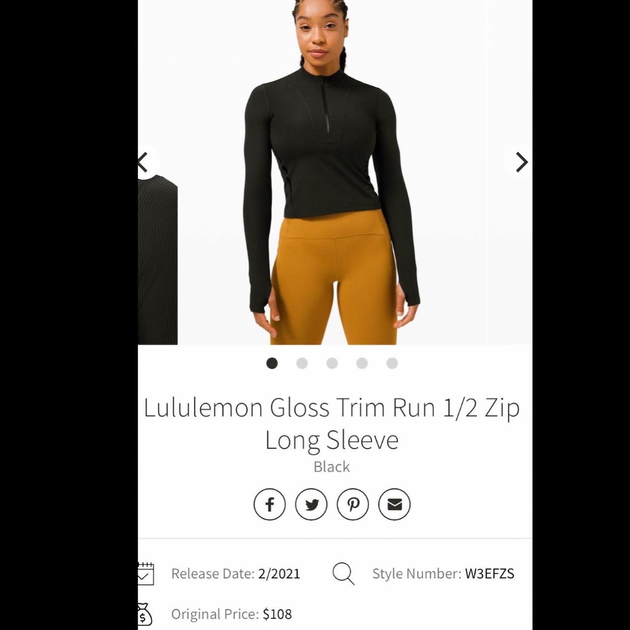 lululemon gloss trim run 1 2 zip