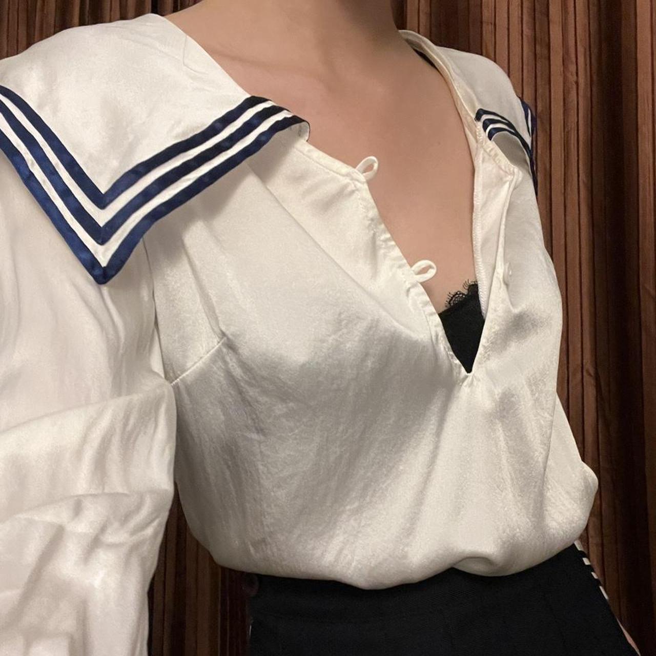 Miu Miu Women's White and Blue Blouse (3)