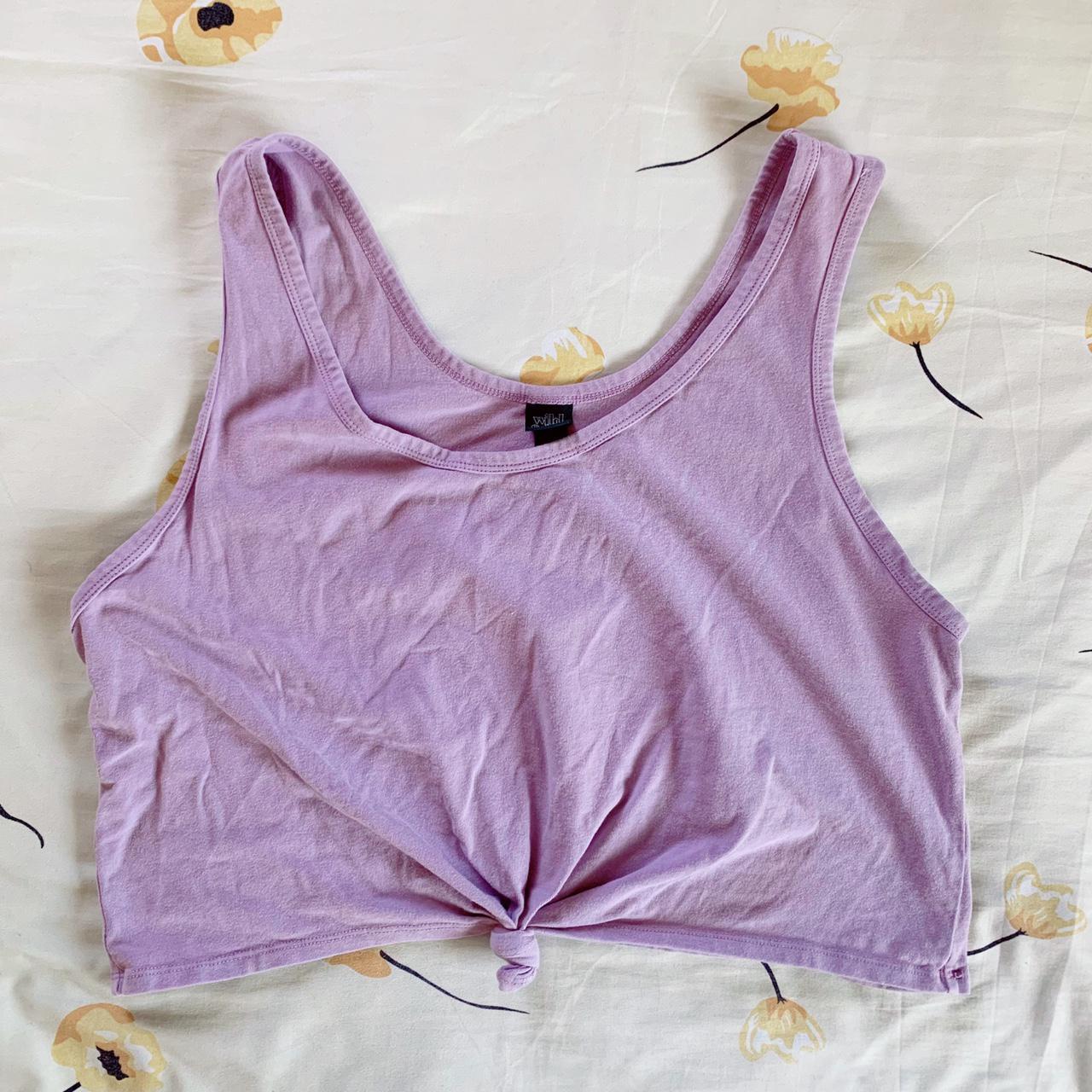 Wild Fable Women's Purple and White Crop-top | Depop