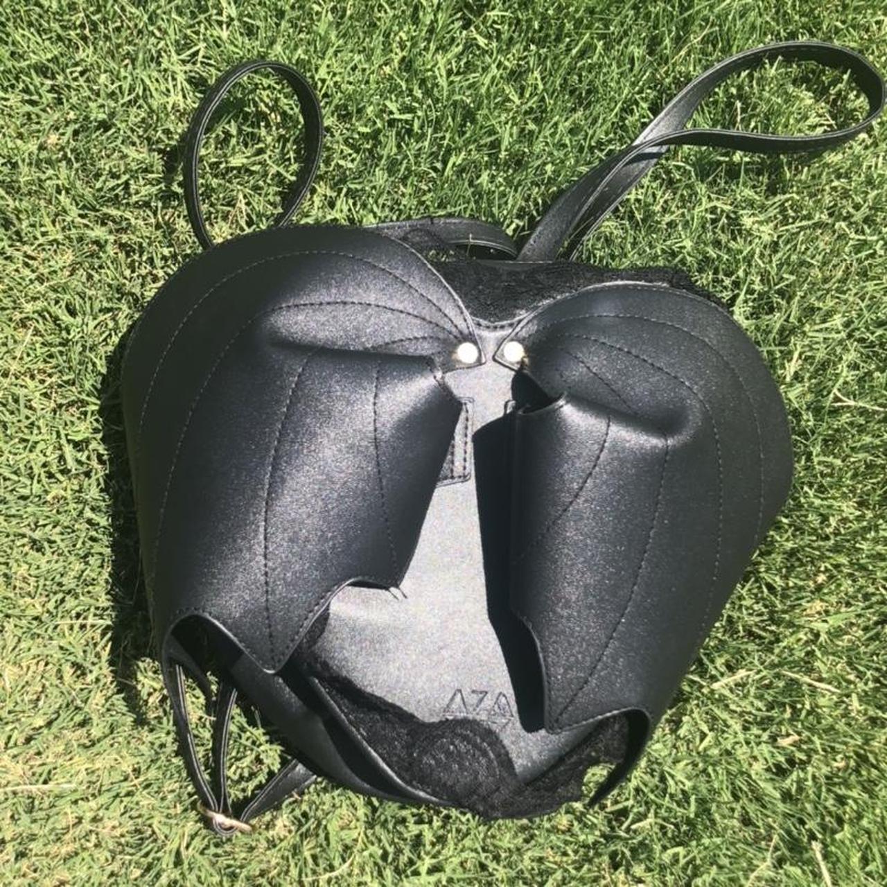bat heart mini backpack with lace trim very spacious... Depop