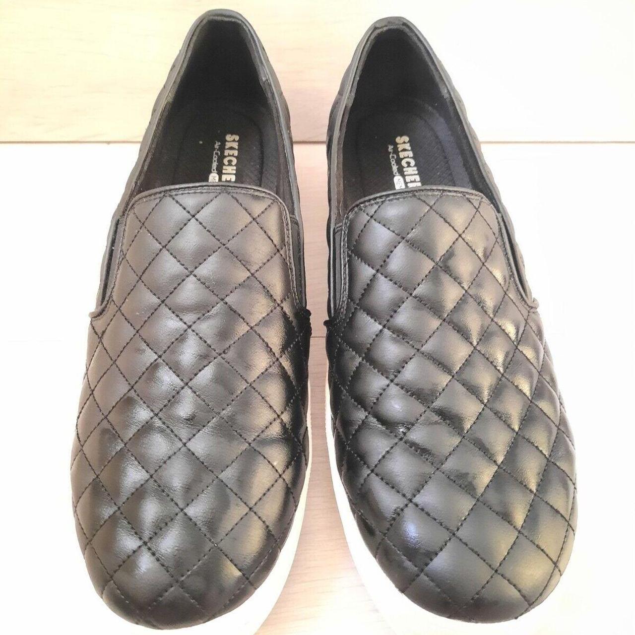 Skechers Street black quilted slip on sneakers smart... Depop