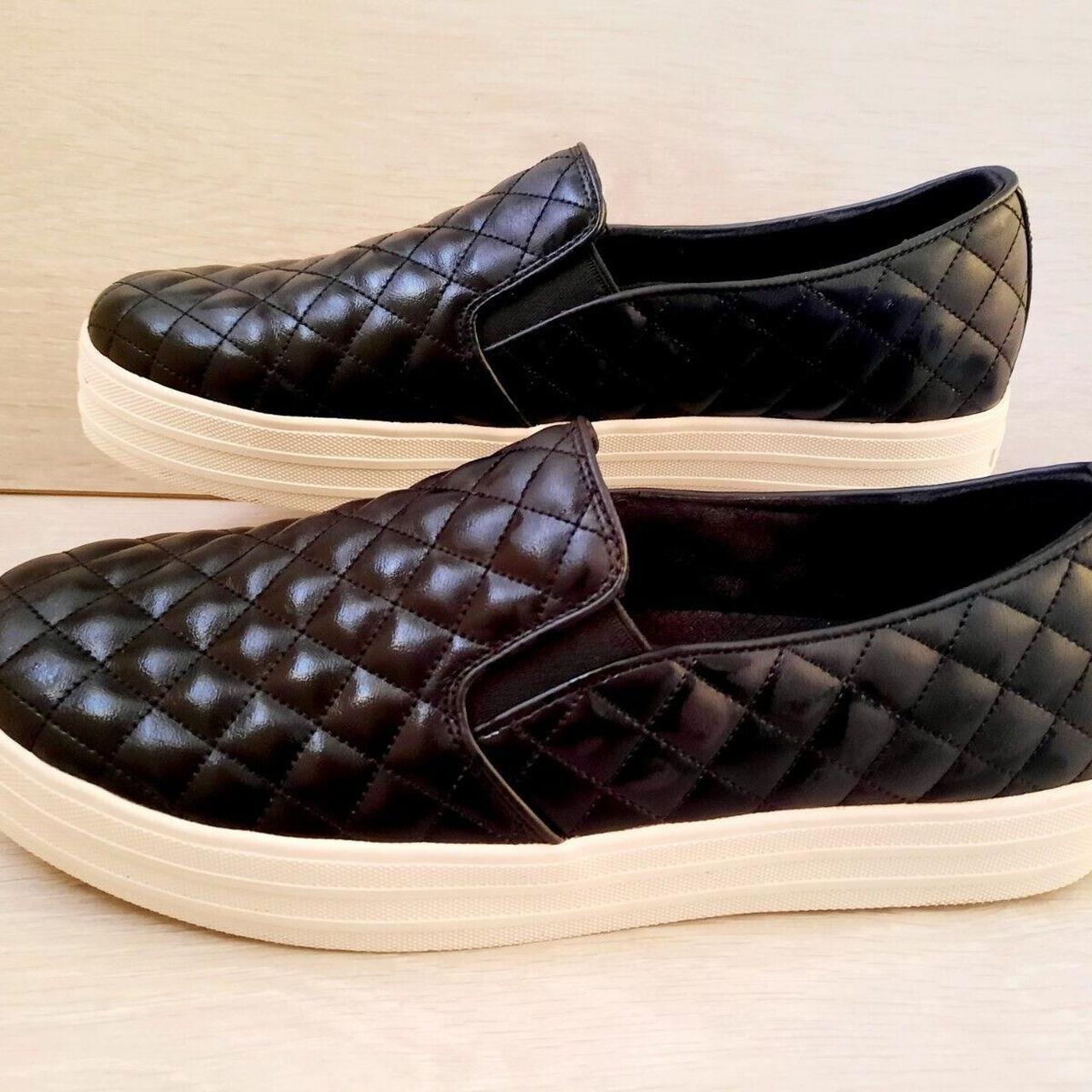 Skechers Street black quilted slip on sneakers smart... - Depop