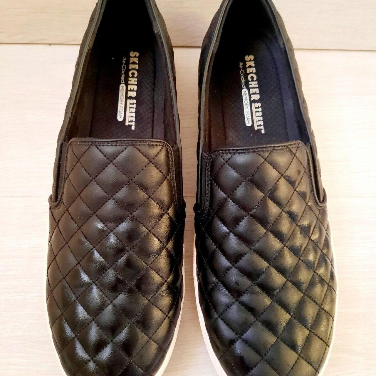 Skechers Street black quilted slip on sneakers smart... Depop