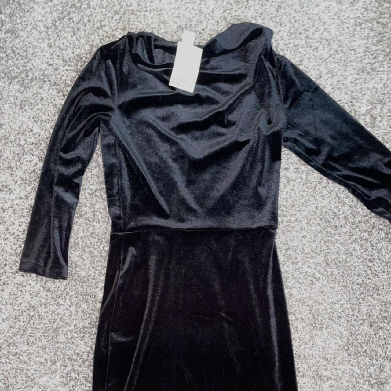 H&M velvet black evening dress, size xs, brand new... - Depop