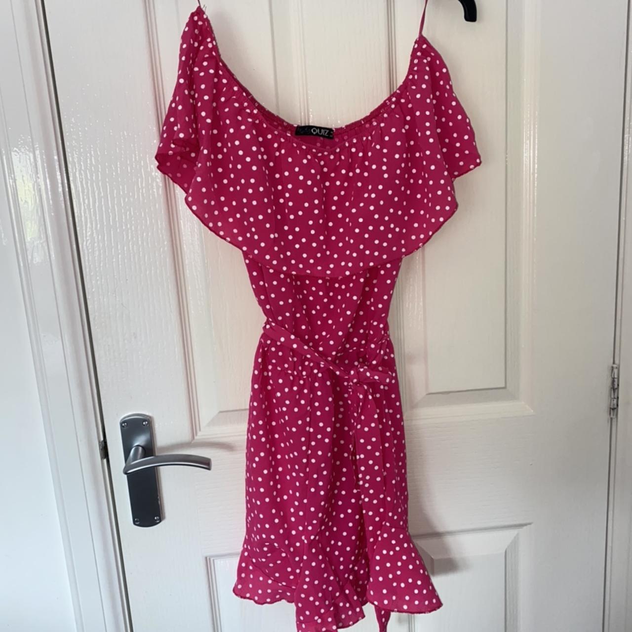 Quiz pink polka dot playsuit online