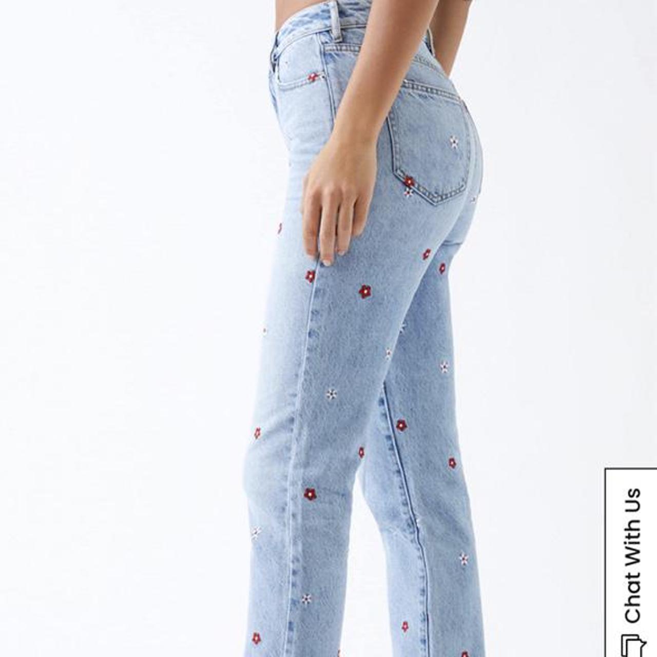 pacsun red daisy mom jeans