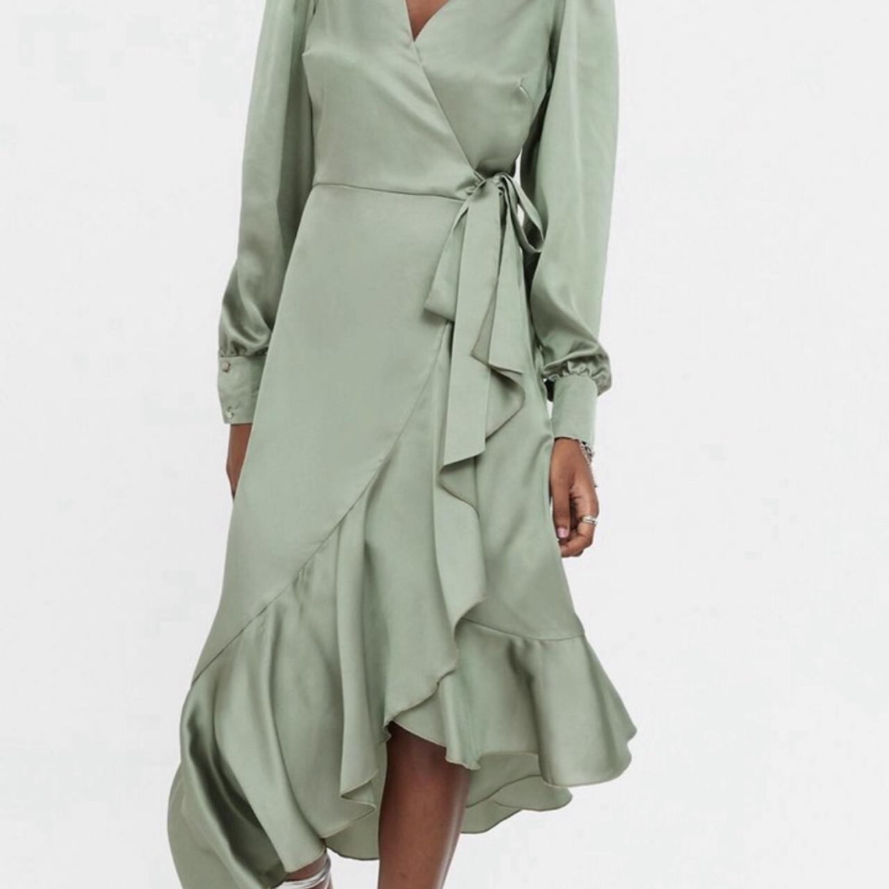 New Look Sage green satin dress size 10 never Depop