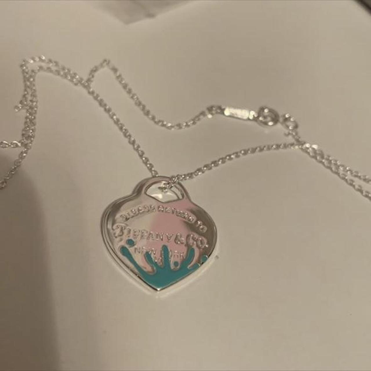 Enamel online Color Splash Heart Tag Charm necklace