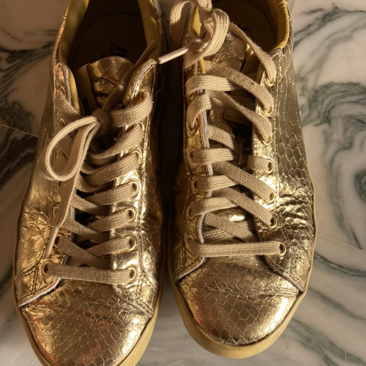 Adidas Women's Gold Trainers | Depop