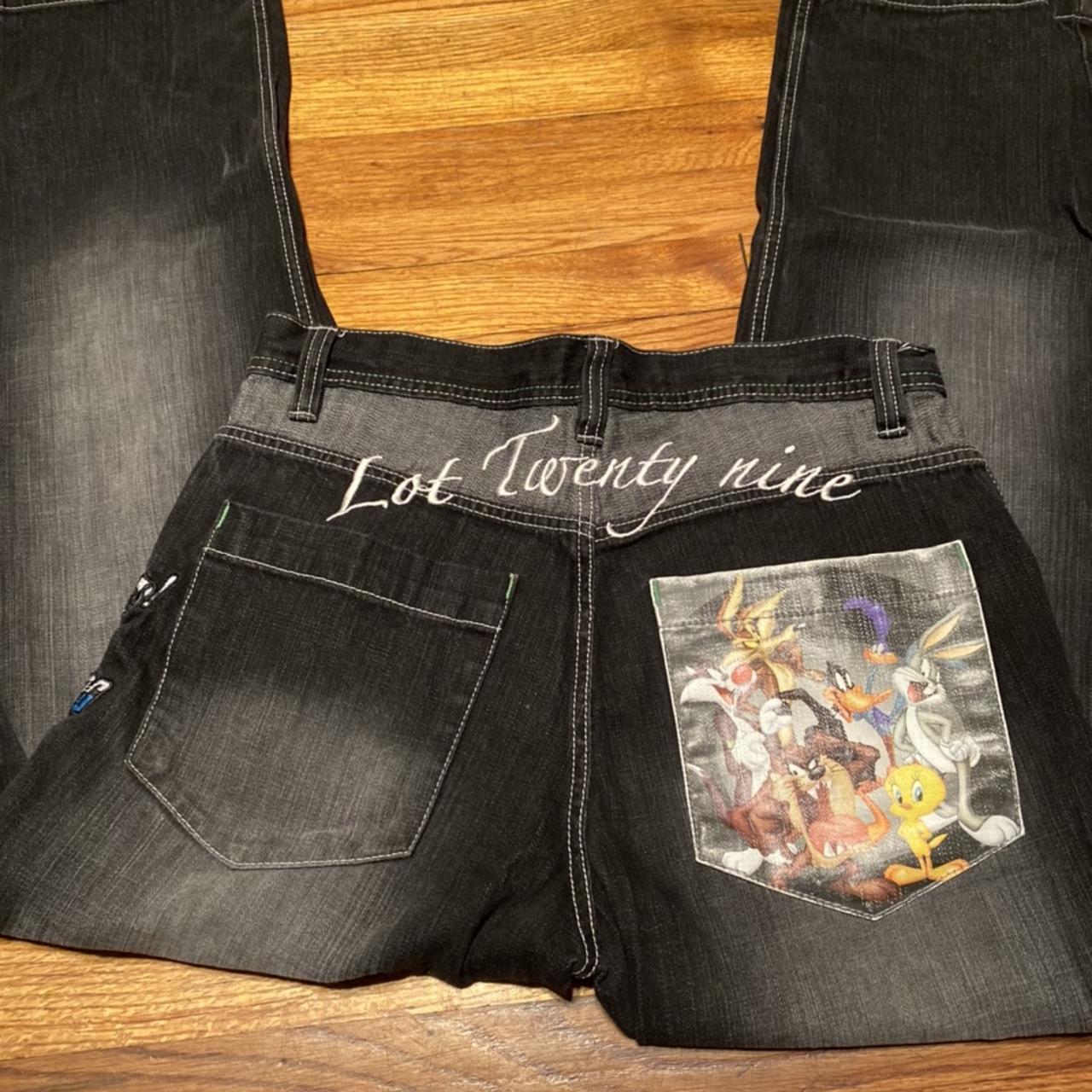 Looney Tunes Men's Black and Navy Jeans | Depop