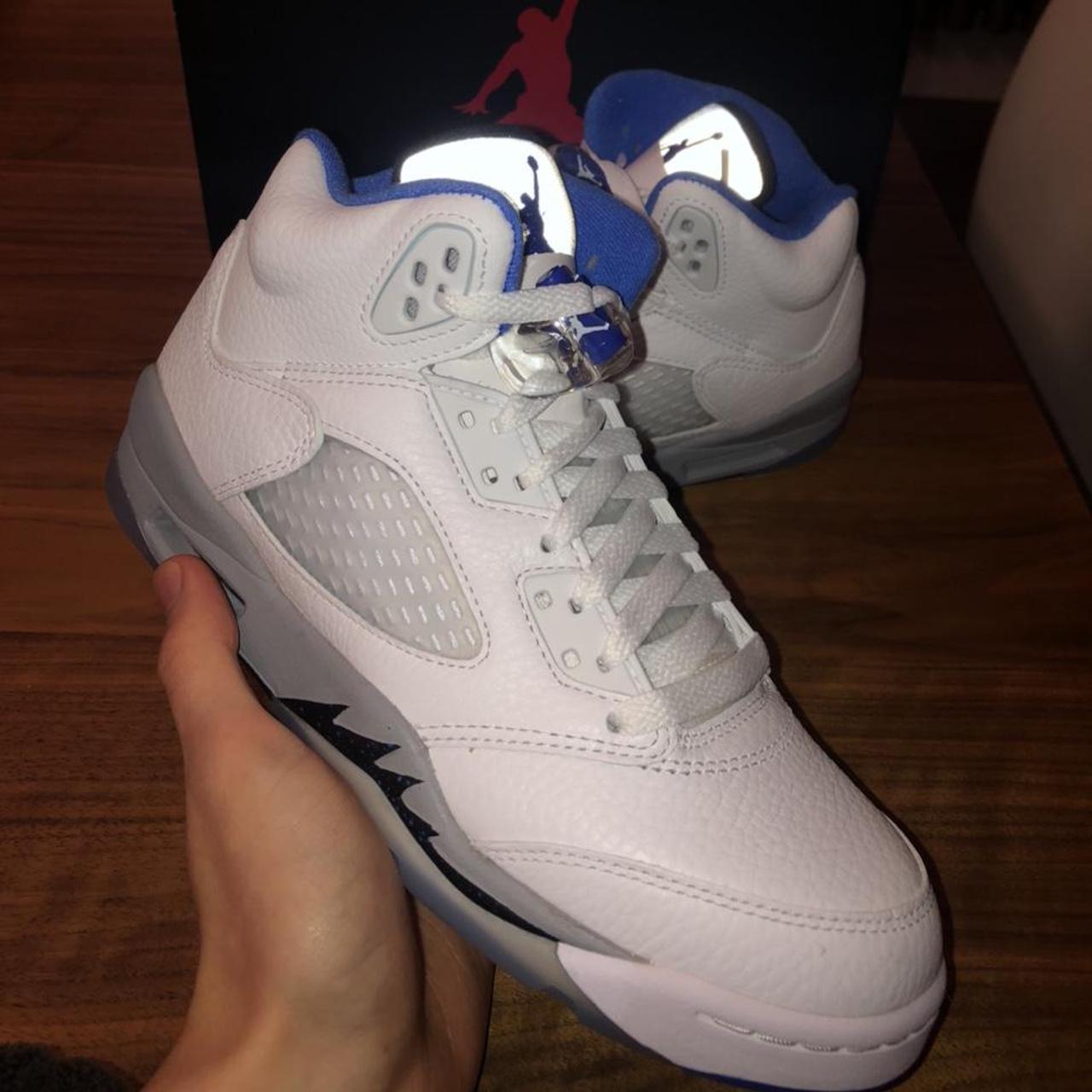 NIKE Jordan 5 Retro Stealth 2021 White Stealth GS... - Depop