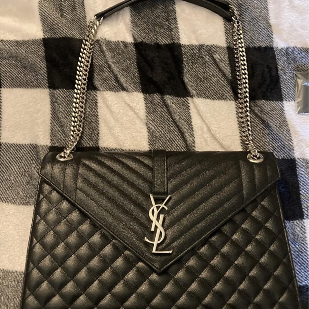 SAINT LAURENT LARGE ENVELOPE CHAIN BAG - DARK - Depop