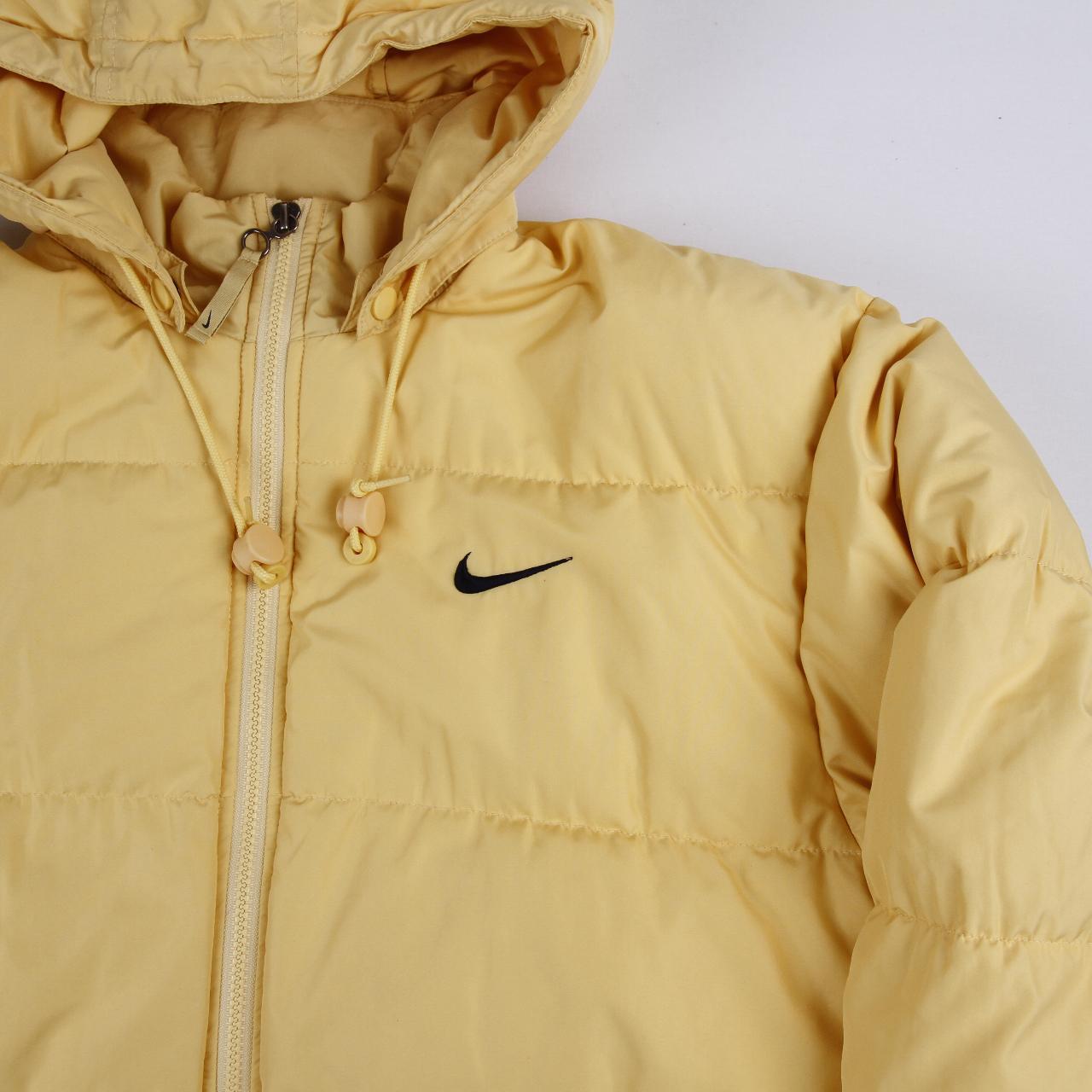 NIKE DOWN JACKET BACK LOGO YELLOW Condition ... - Depop