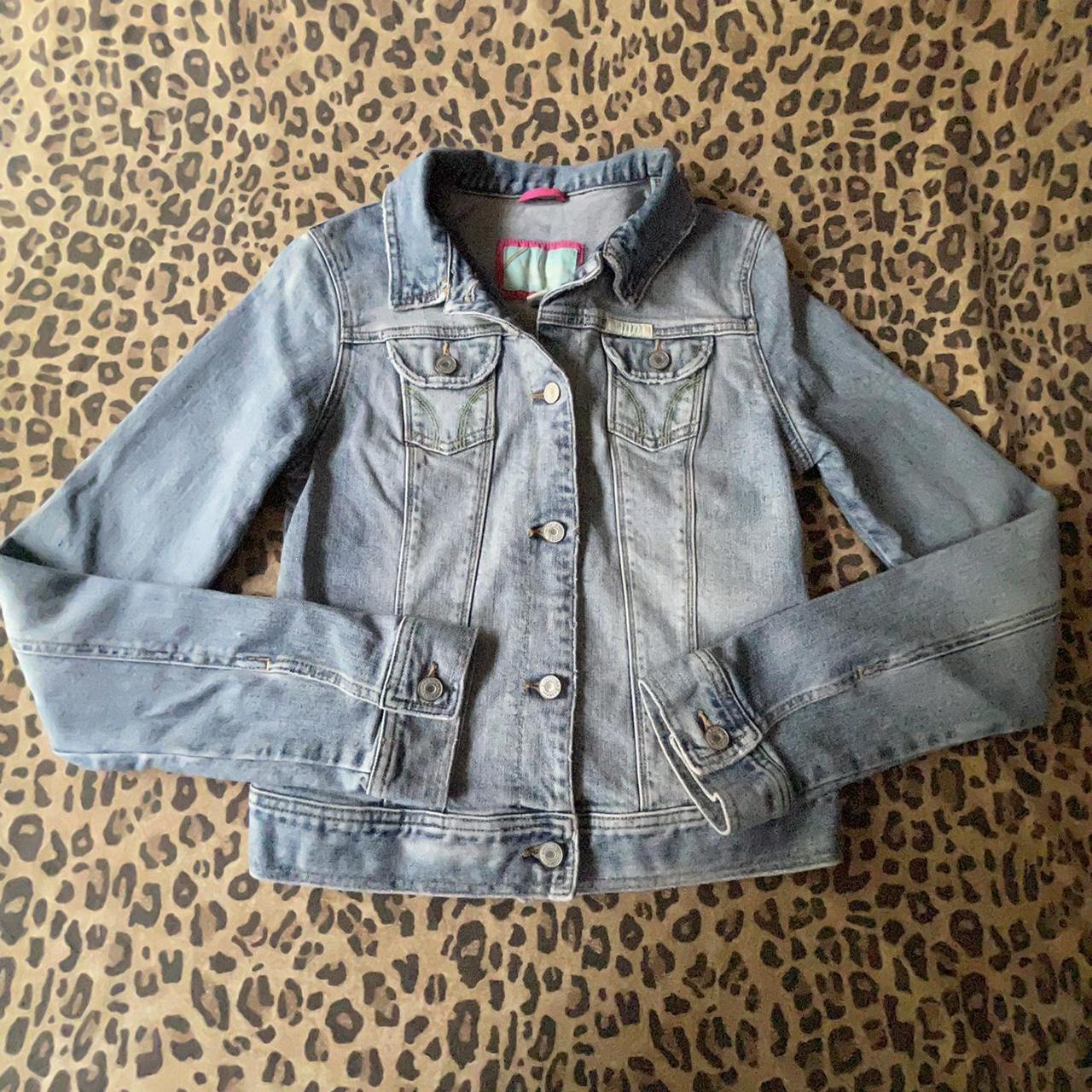 Y2K Denim Jacket Tiny Y2K Light wash stretchy denim... - Depop