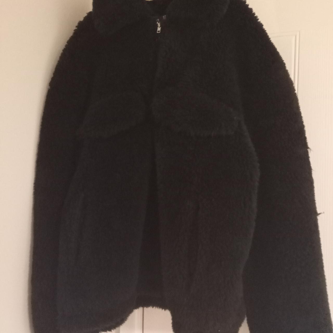 Black teddy bear jacket, only worn once so in - Depop