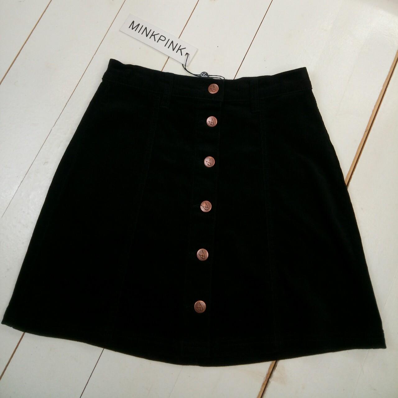 Black corduroy skirt button front best sale