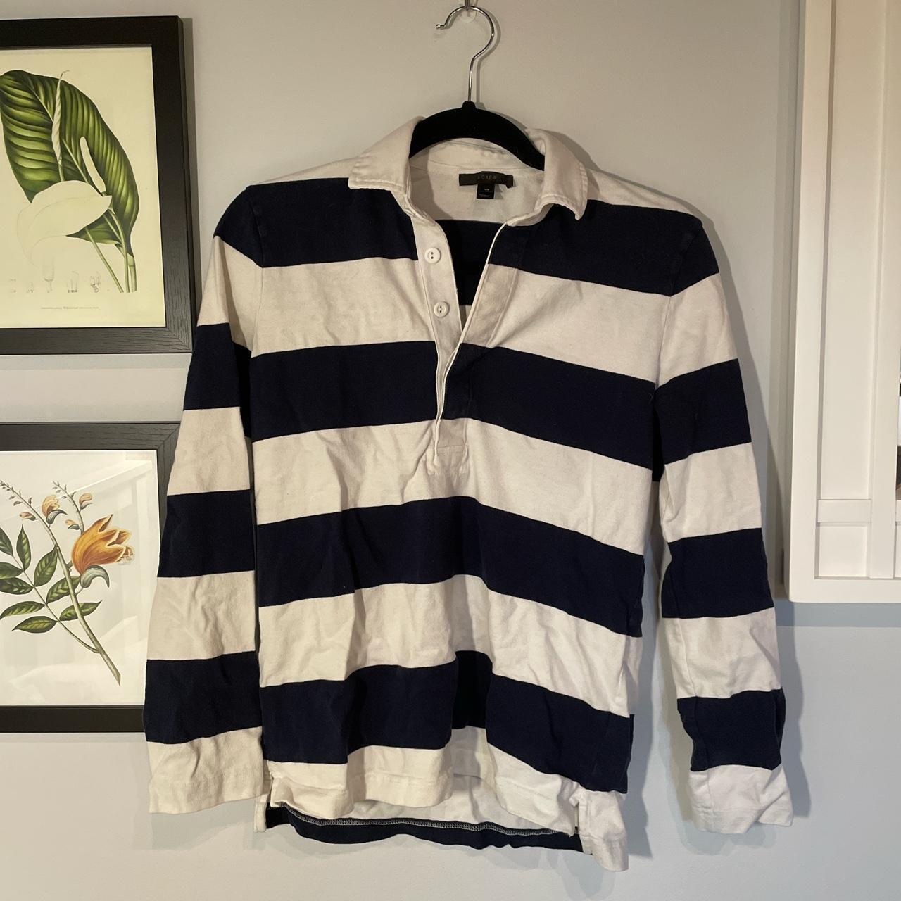 J Crew striped longsleeve polo. Size XS but can also... - Depop