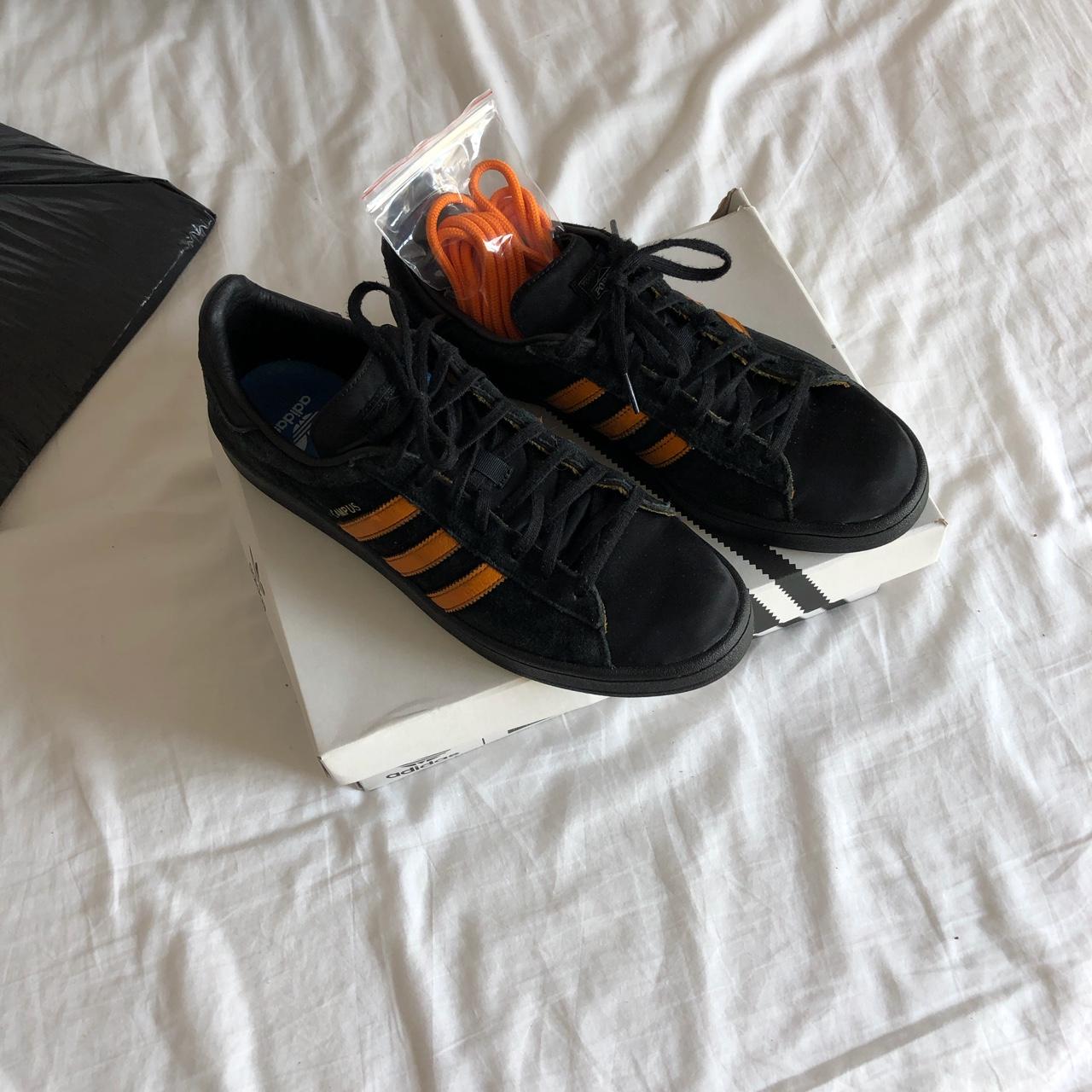 Adidas x Porter black and orange campus size uk10... - Depop