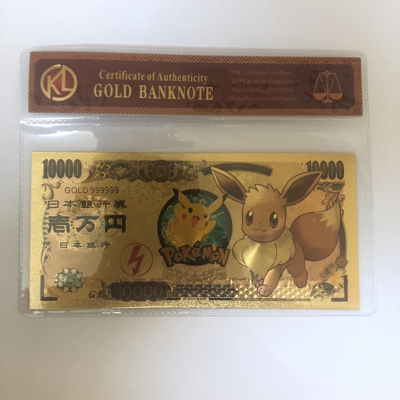 USA Banknoten Pokemon Charmander Eevee 10B Yen Novelty 24K Gold