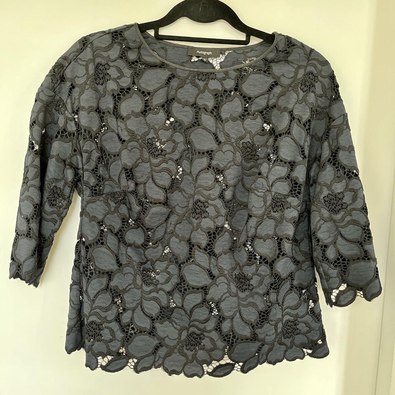 Marks and Spencer black embroidered top. Size is 10.... - Depop