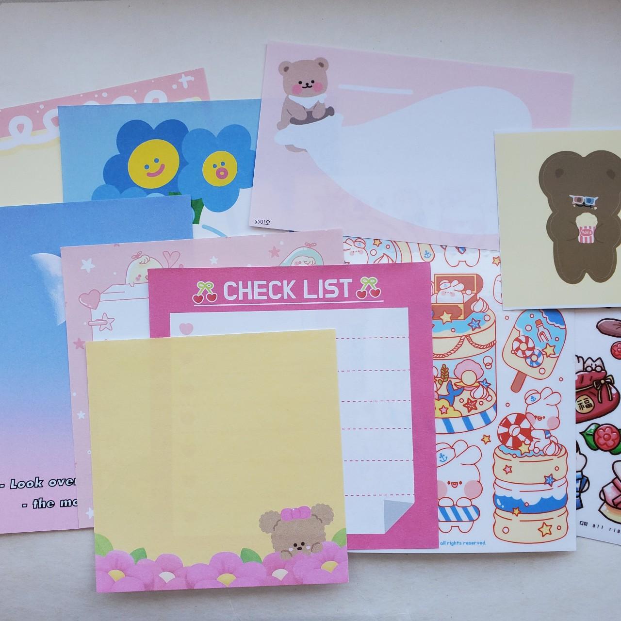 Korean stationery set includes 2 uncut sticker... Depop