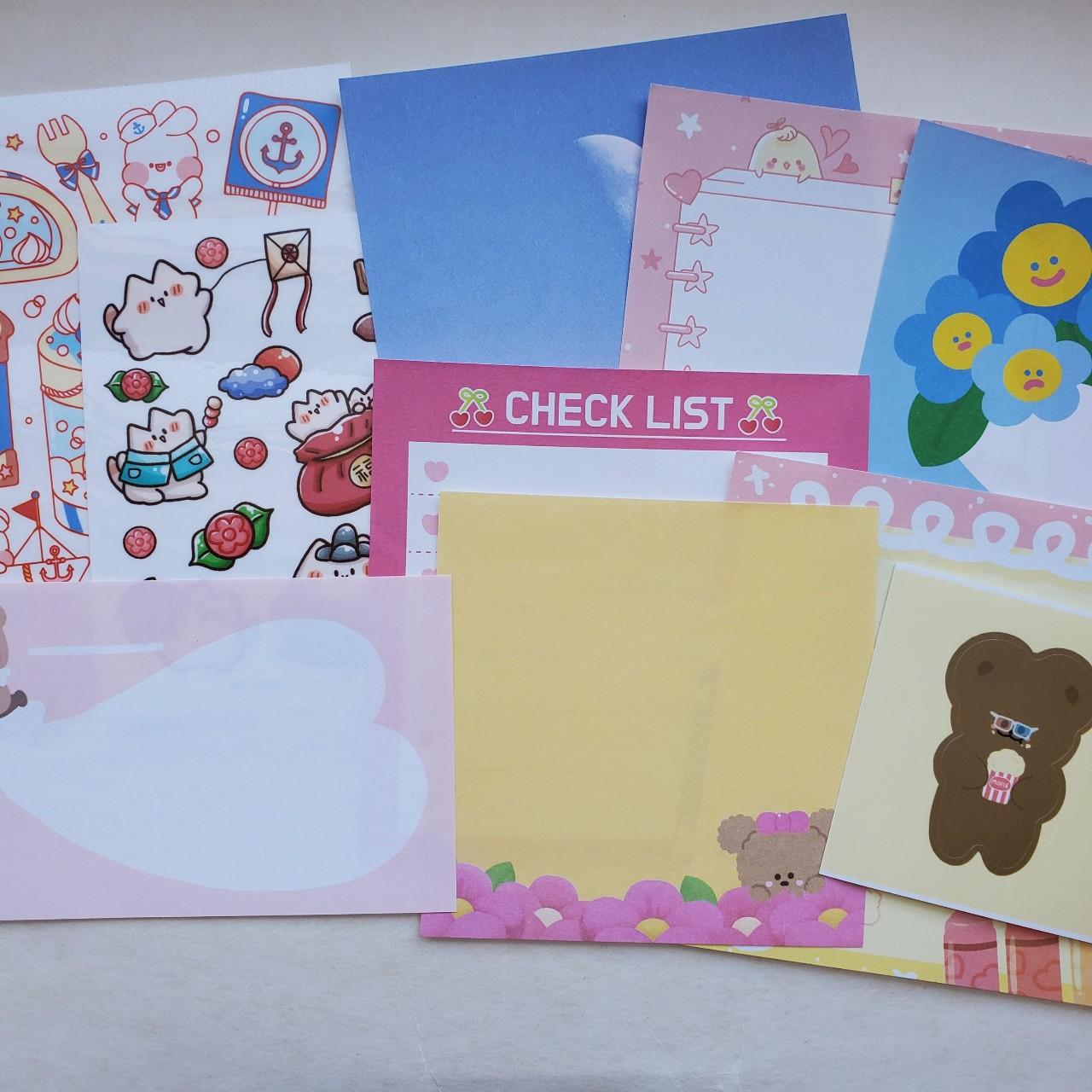 Korean stationery set includes 2 uncut sticker... Depop