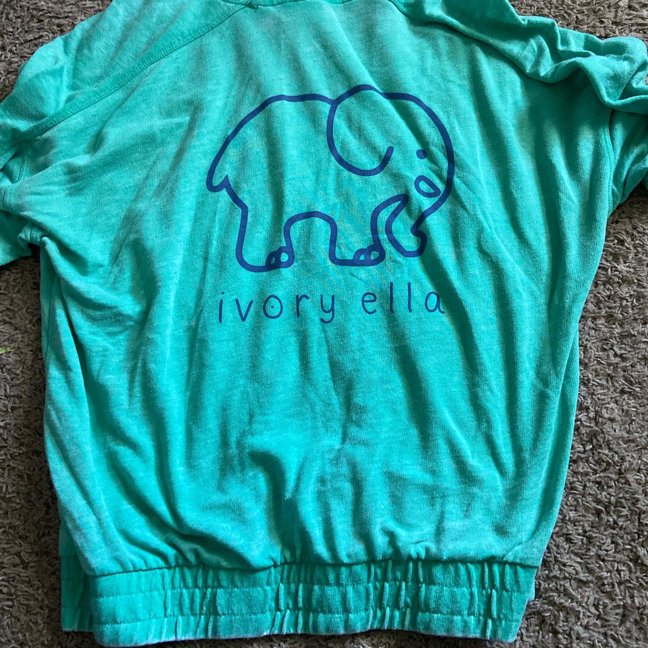 Ivory Ella Women's Green and Blue Hoodie Depop