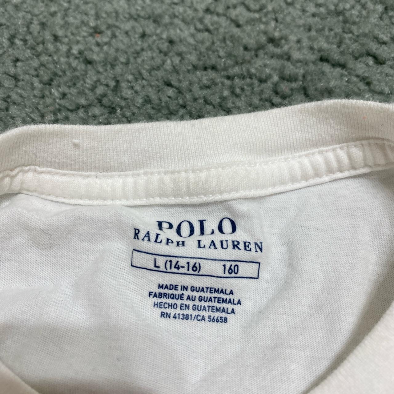 Polo Ralph Lauren Women's White and Blue T-shirt | Depop