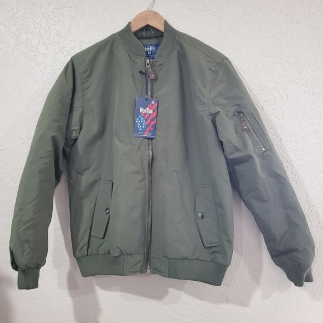 New with tags Lee HanTon Bomber Army Green Jacket... - Depop