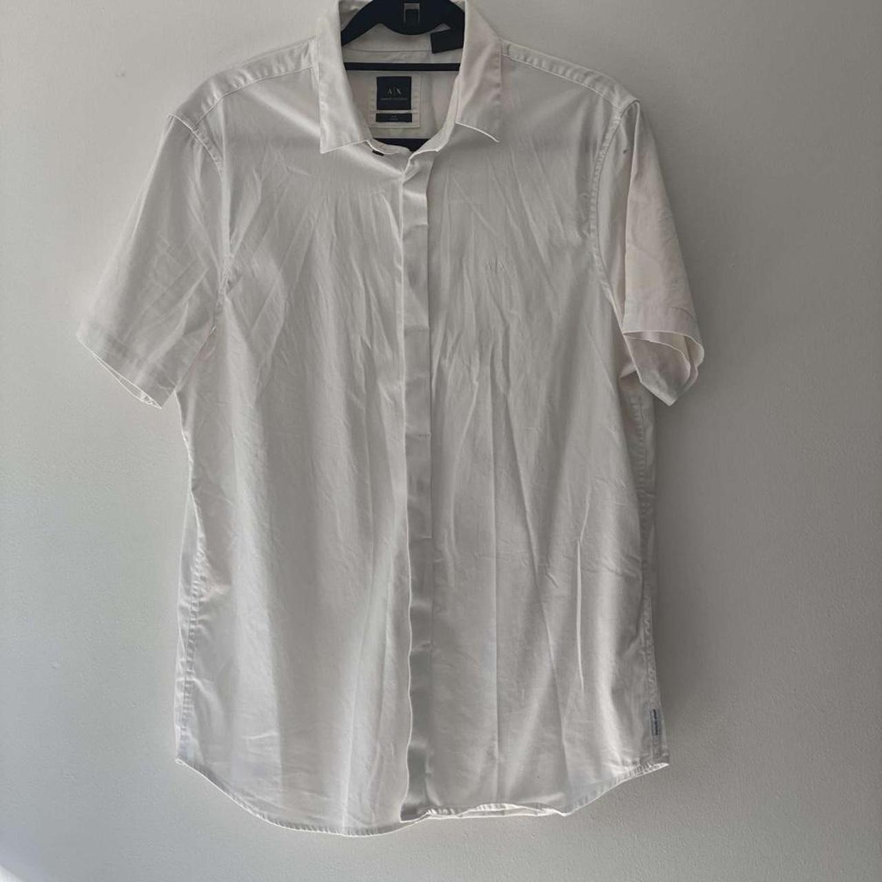 ARMANI/EXCHANGE white shirt A/X front... - Depop