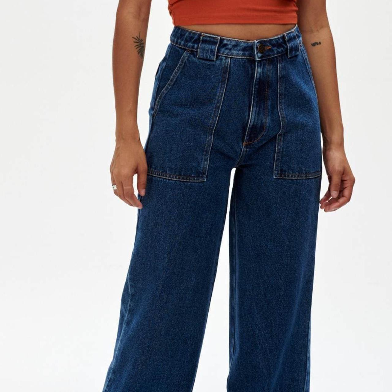 Delores Wide-Leg Jeans: ORGANIC DENIM - Mid Wash... - Depop