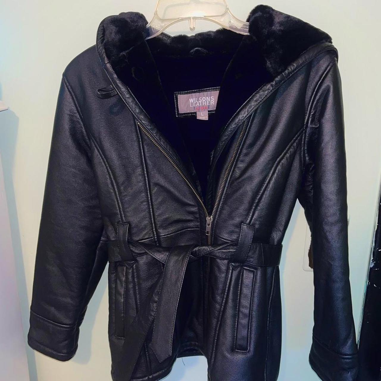 Leather Jacket With black fur lining The outer part... - Depop