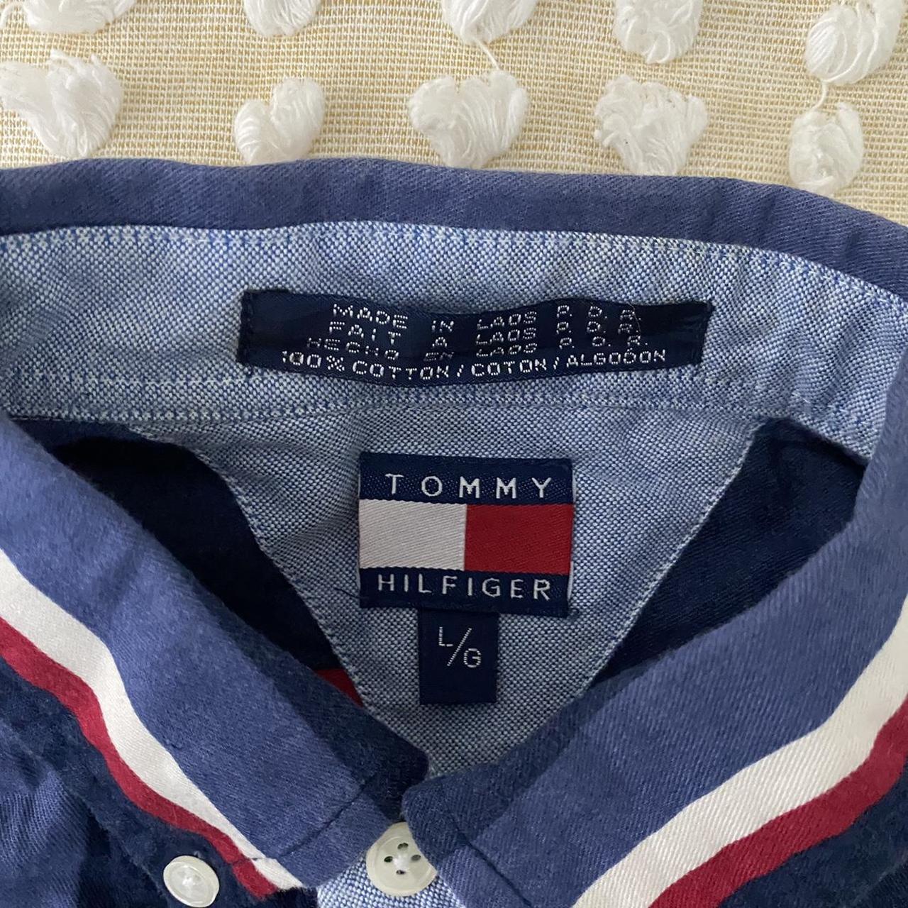 Tommy Hilfiger Men's Navy and Red Shirt | Depop