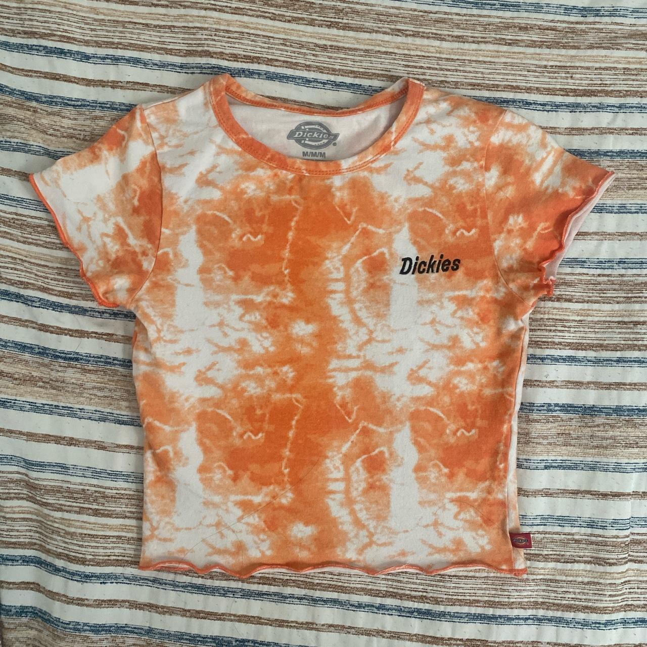 dickies orange tie dye top shirt in size medium also... - Depop