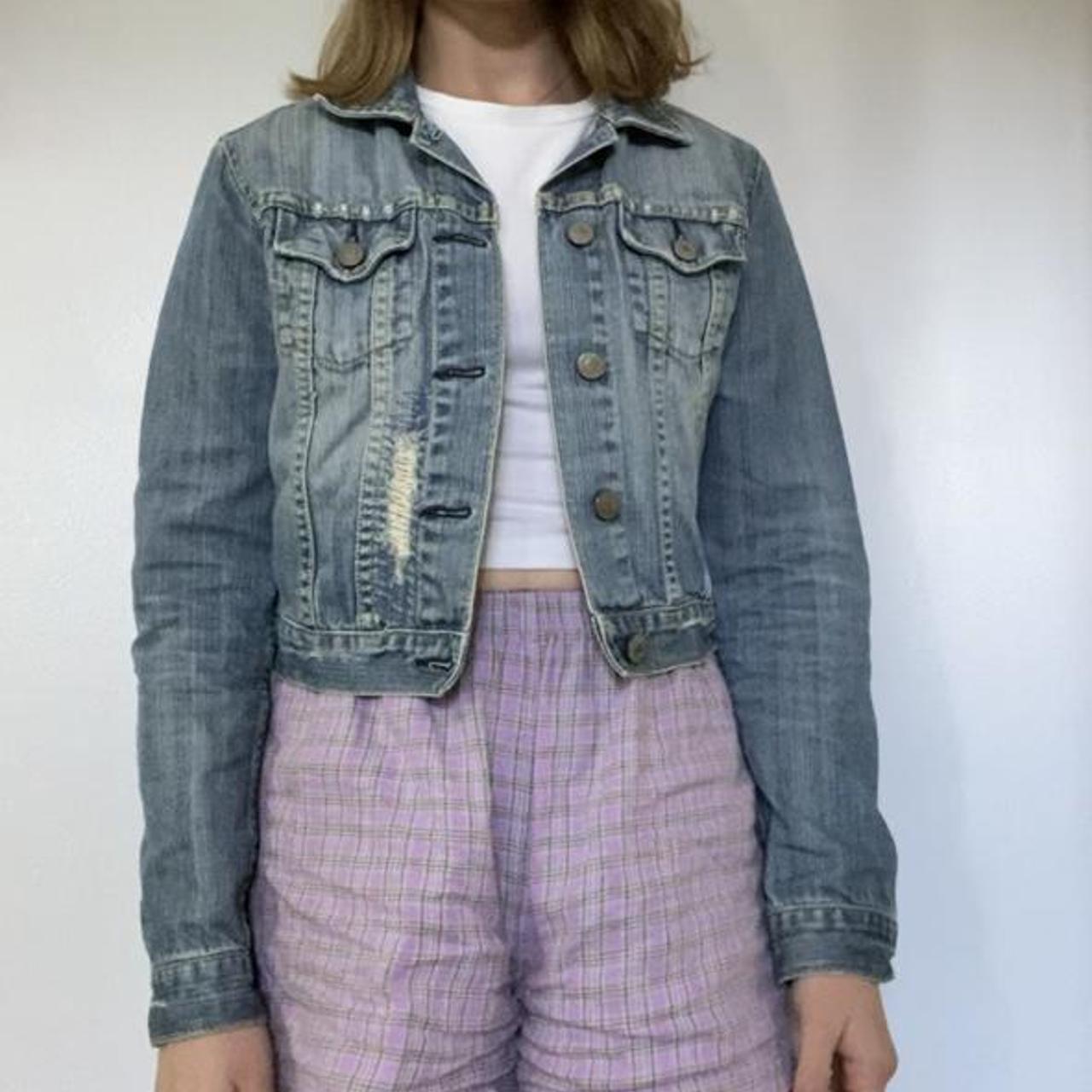 Thrifted 2000s American Eagle cropped jean jacket.... Depop