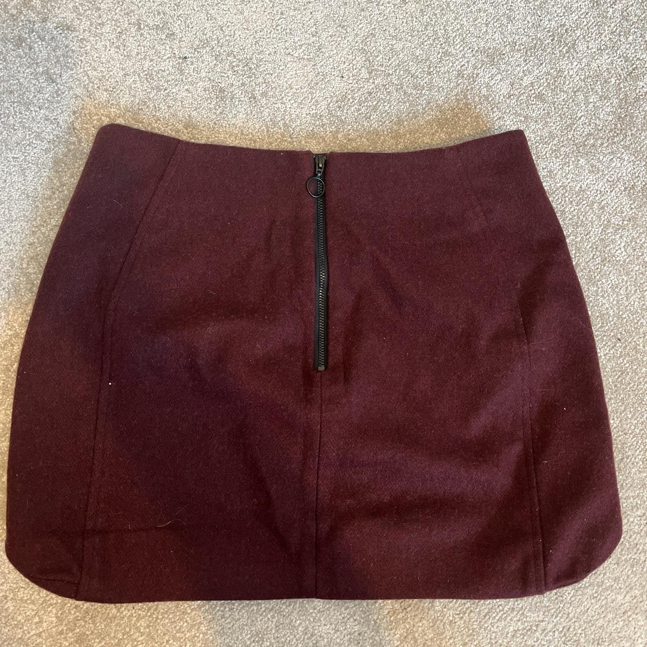 Burgundy Topshop mini skirt Size 10 worn a handful... - Depop