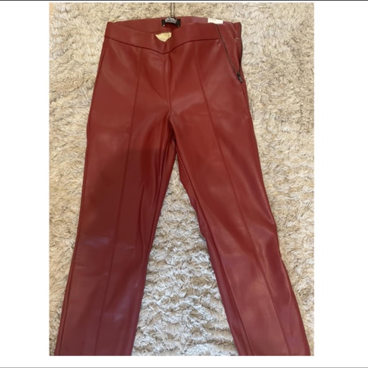 Red leather 2024 trousers zara