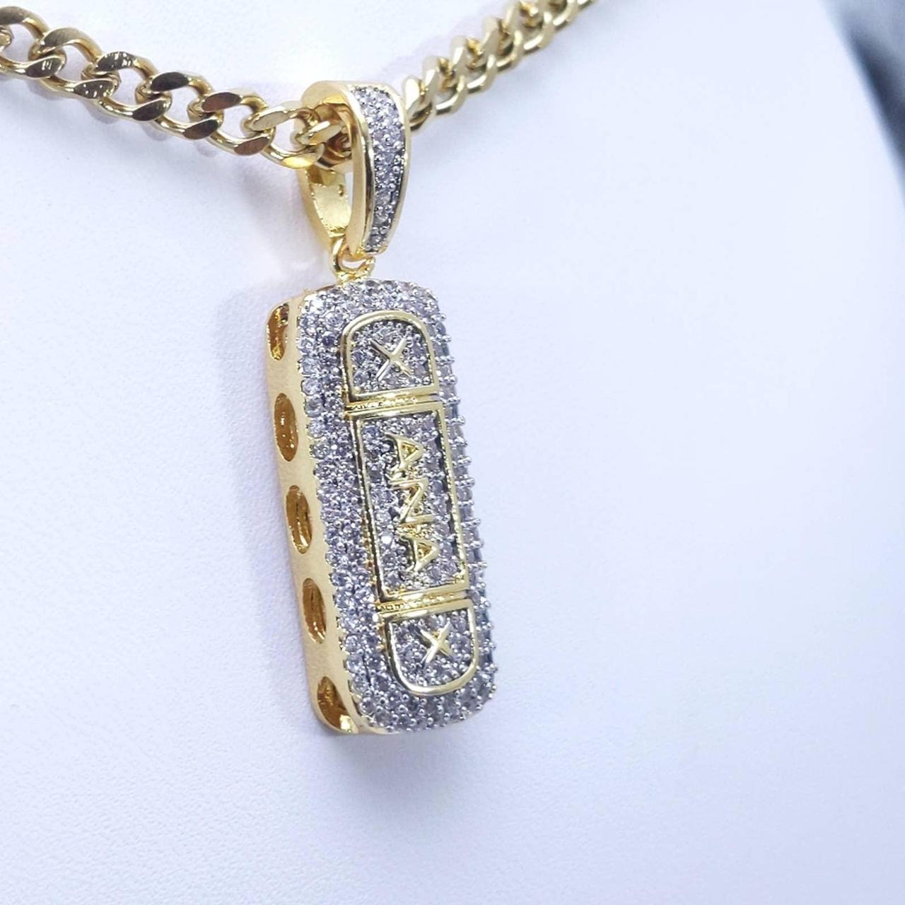 New Icy Gold Finish Xanax Pendant + 18" x 3mm Gold... Depop