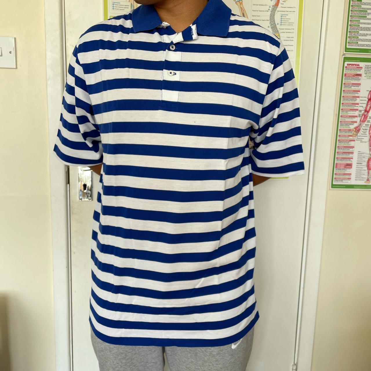 RALPH LAUREN blue and white striped polo shirt 💙 UK... - Depop