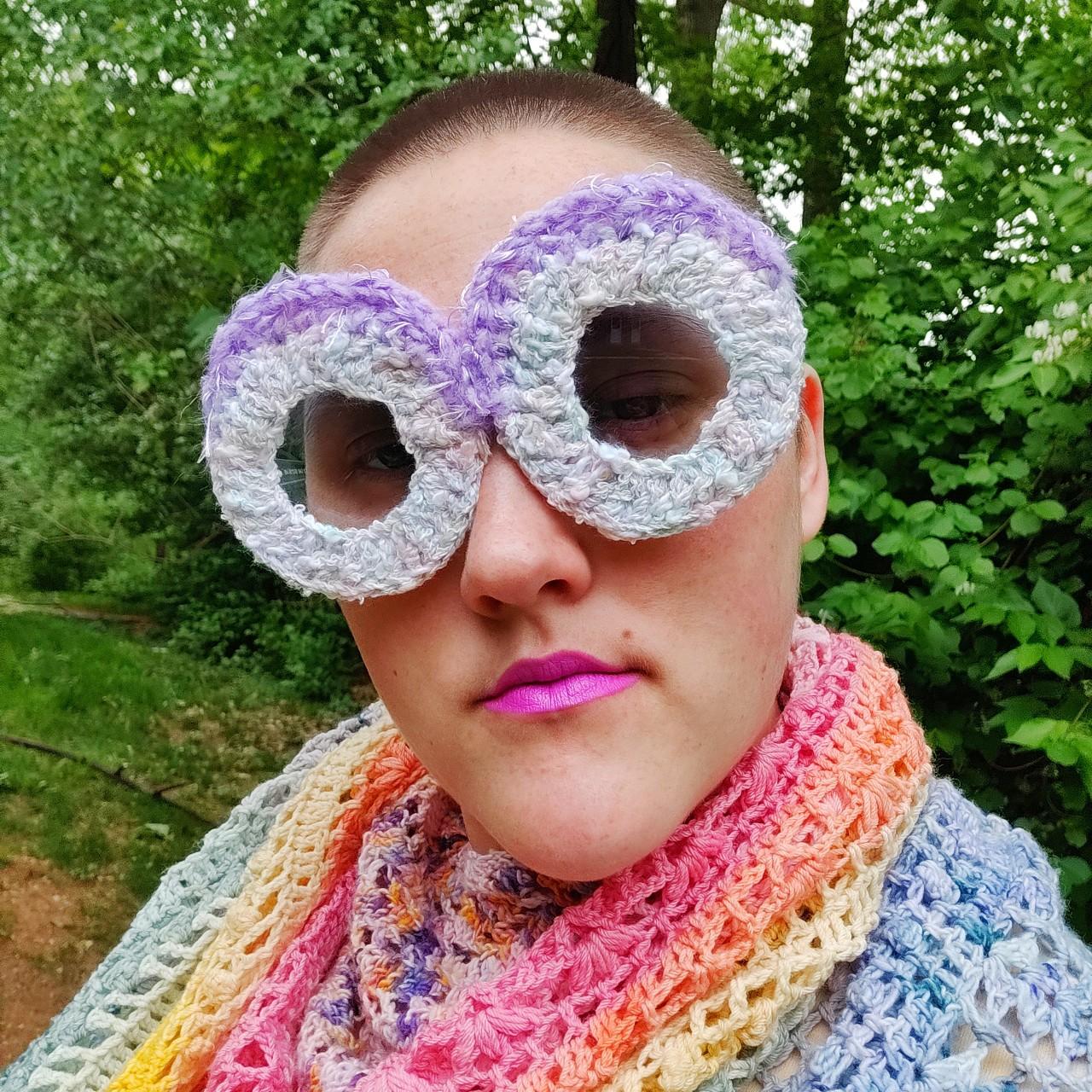 Something unique:, One-of-a-kind crochet sunglasses.