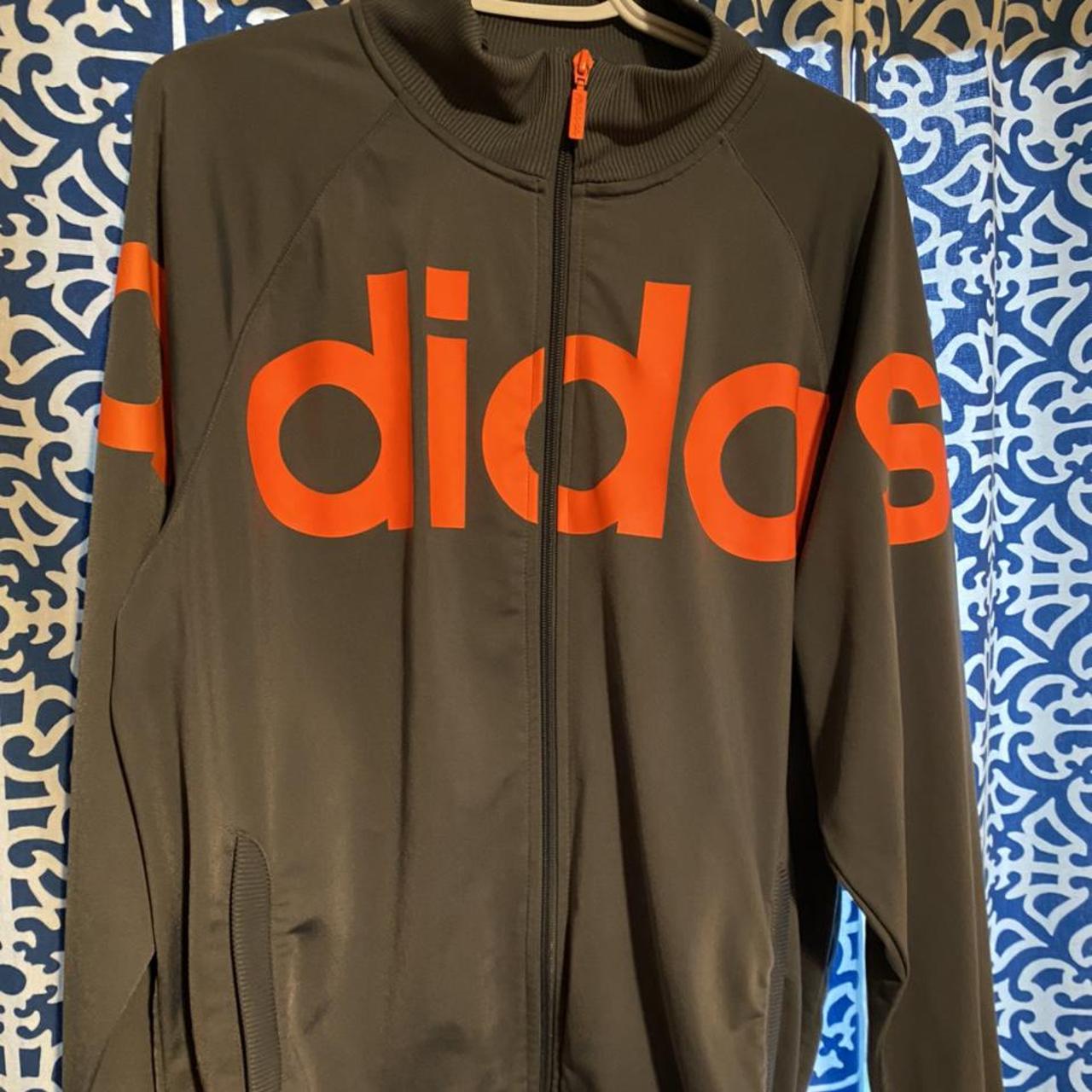 Adidas Men's Grey and Orange Jacket Depop