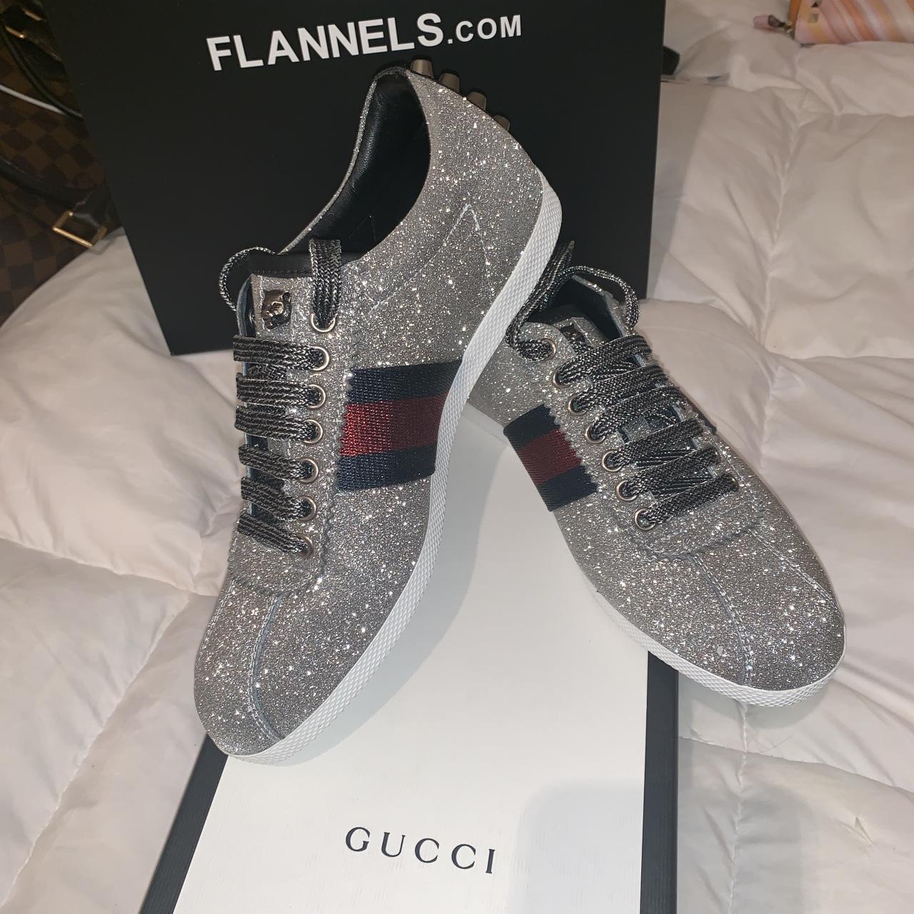 Silver glitter gucci on sale trainers