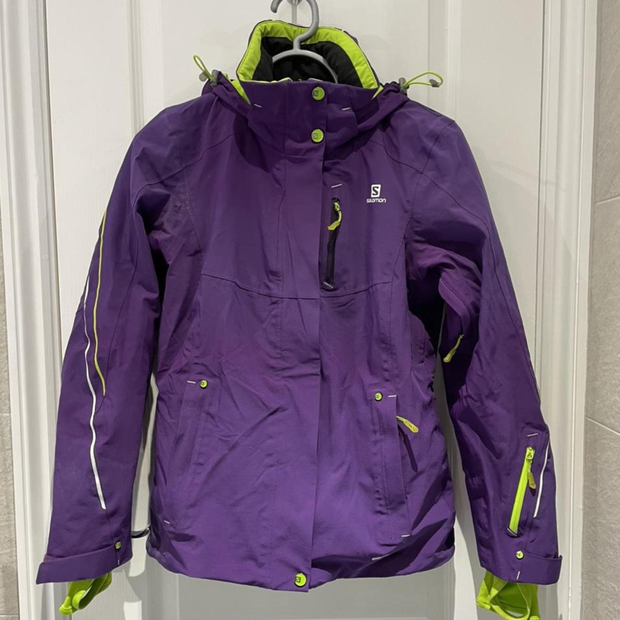 Salomon women’s ski jacket, ‘cosmic’ purple and... - Depop
