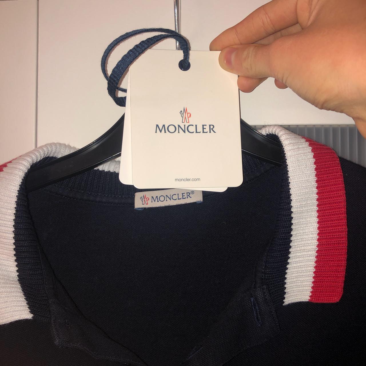 Moncler long sleeve polo shirt, mint condition, fits... - Depop