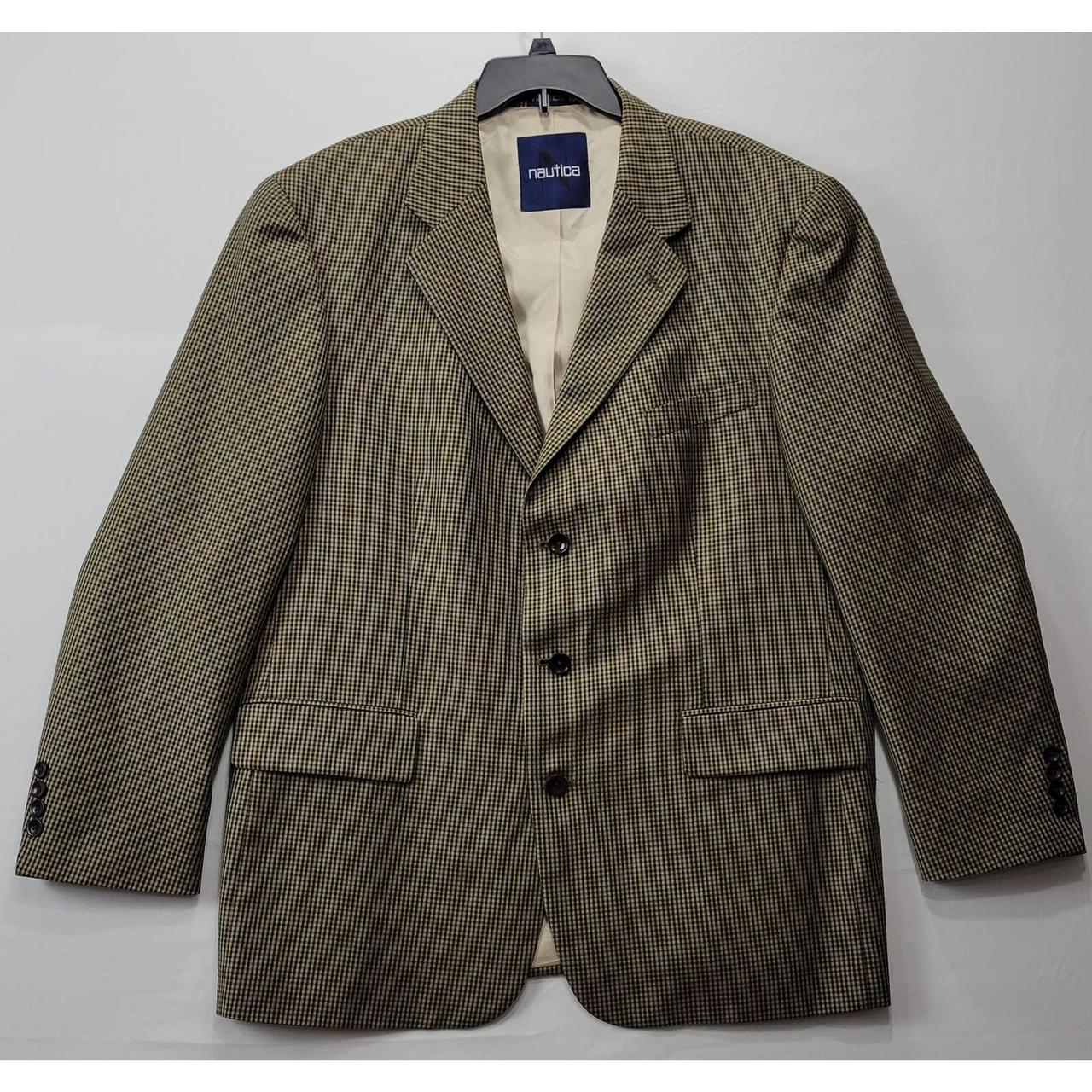 NAUTICA Suit Jacket Men's Size 46R Brown Check 100%... - Depop