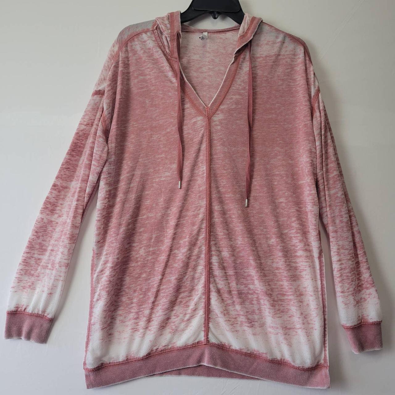 Z Supply Shirt Women's Size S Pink White Hoodie... - Depop