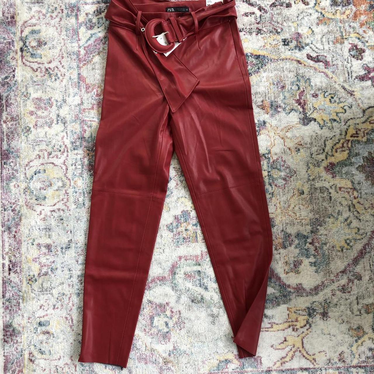 NEW Red High Waisted Faux Leather Legging Pants... - Depop