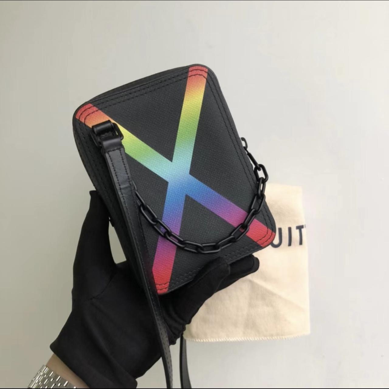 Louis Vuitton Danube Messenger Bag Rainbow Taiga Leather Black 205760184