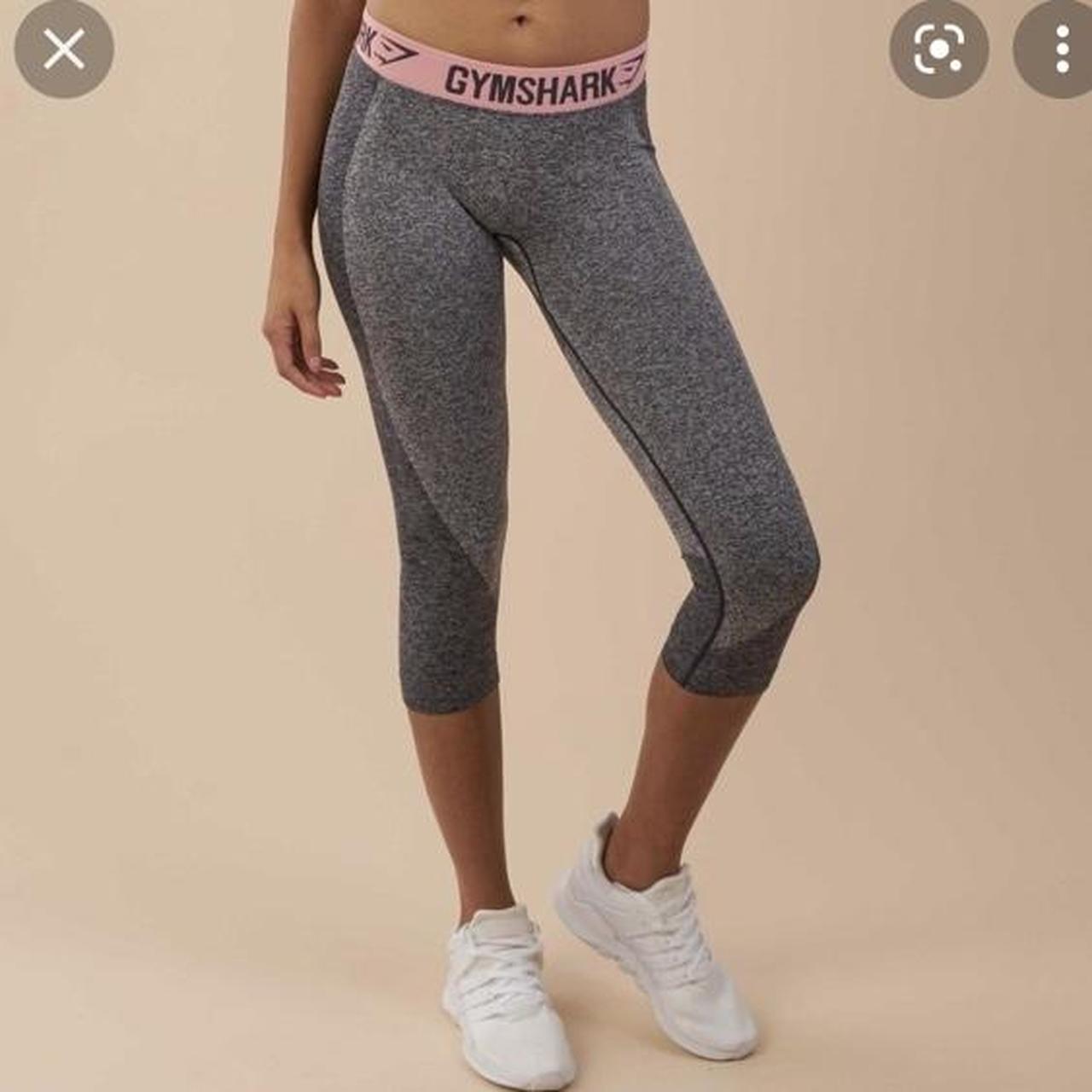 Gymshark cropped flex leggings with a pink band Depop